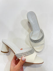 ALBANO SPOSA - PANTOFOLA IN RASO BIANCO