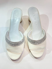 ALBANO SPOSA  - PANTOFOLA IN RASO BIANCO